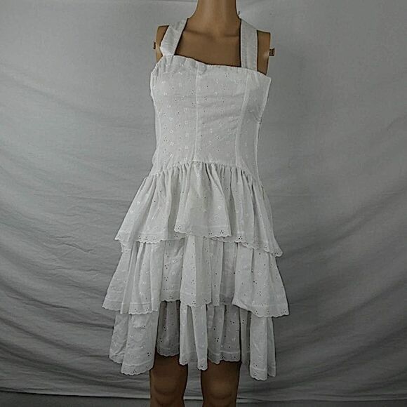 Gunne Sax Jessica McClintock Prairie Dress Ruffle Layered Eyelet Embroidery 5/6 - Picture 1 of 9